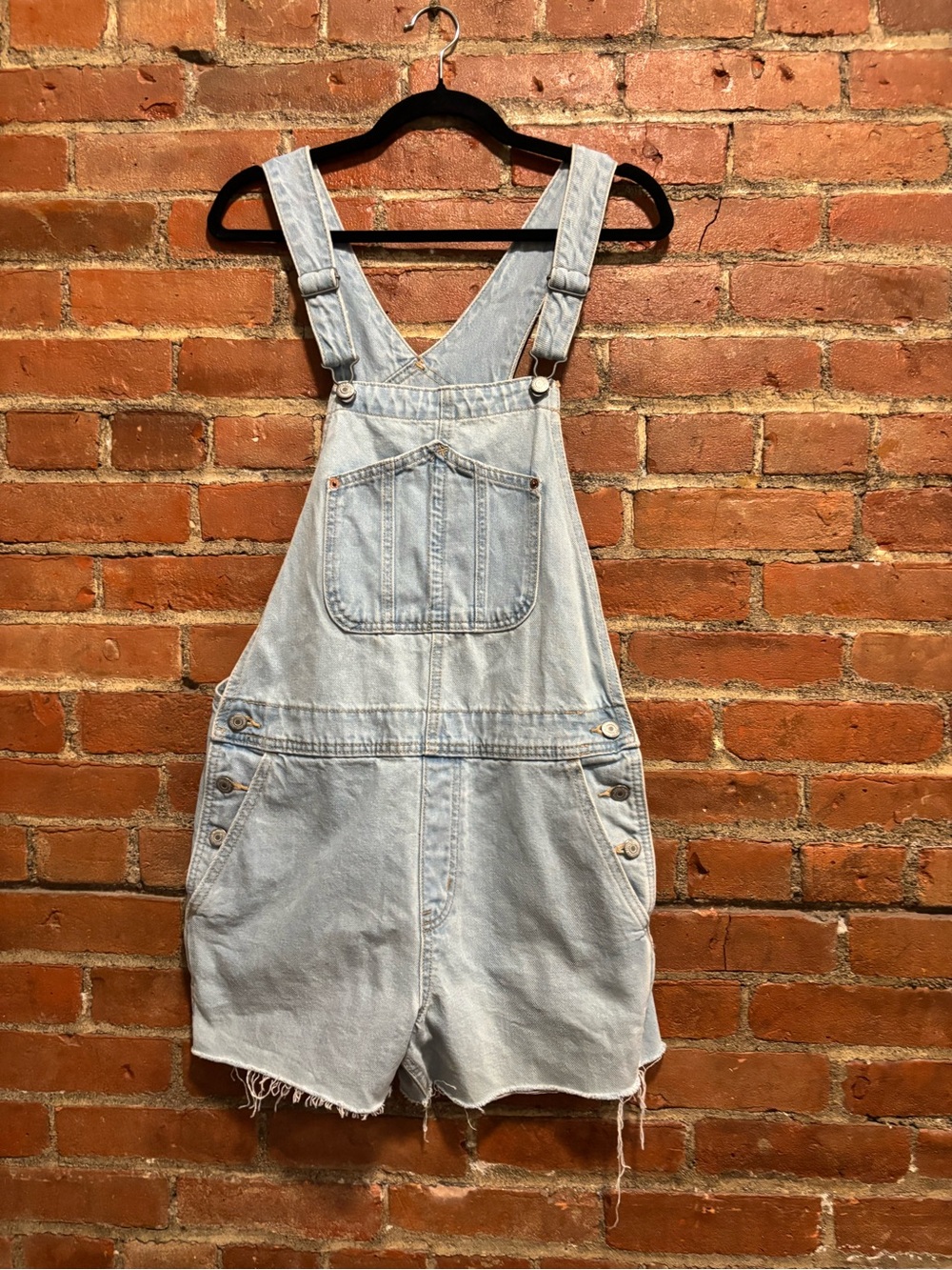 Women’s Light Blue Denim Short Overalls - Old Navy